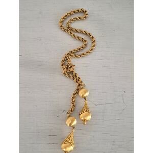 Vintage Mid-Century Monet Gold Ball Bolero Lariat Necklace